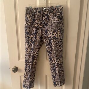 Old Navy Blue and Cream Ankle Pants with Eye-Catching Pattern